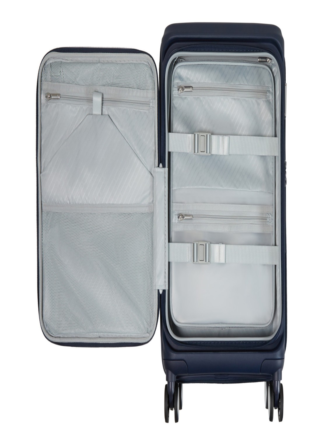 Samsonite Paralux vergrootbare spinner 55 cm - achterkant donkerblauw
