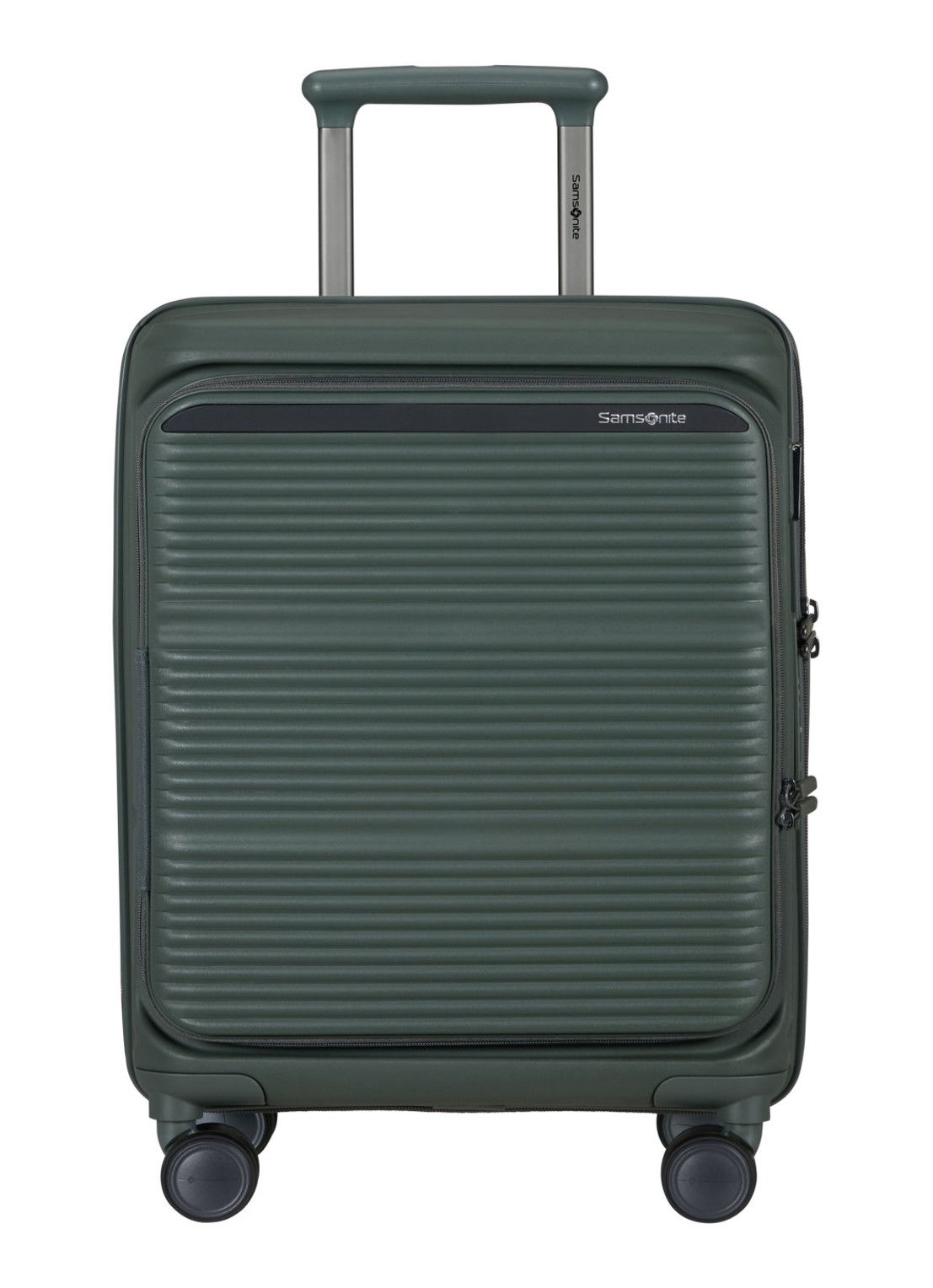 Samsonite Paralux vergrootbare spinner 55 cm - voorkant 2 olijfgroen