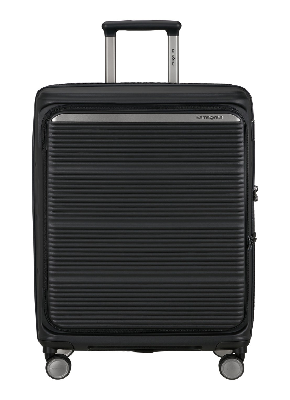Samsonite Paralux vergrootbare spinner 67 cm - voorkant zwart