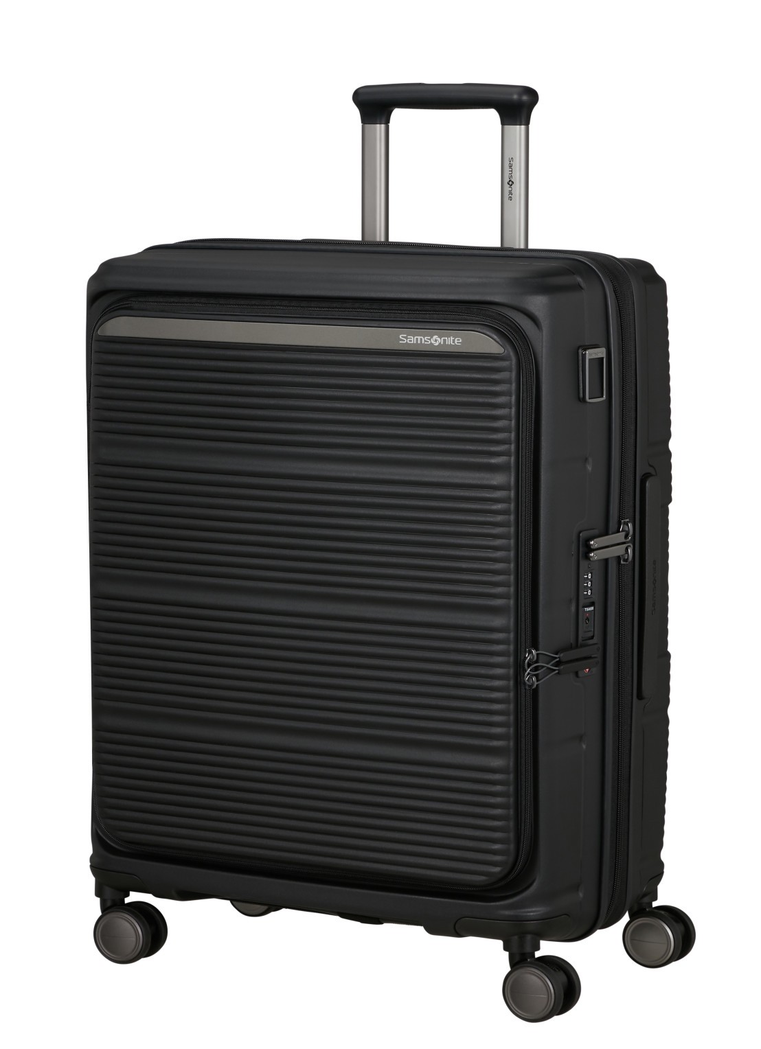 Samsonite Paralux vergrootbare spinner 67 cm - voorkant 2 zwart