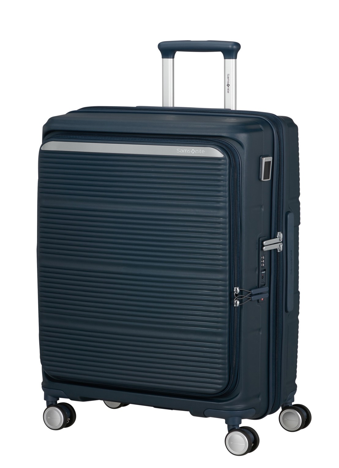 Samsonite Paralux vergrootbare spinner 67 cm - voorkant 2 donkerblauw