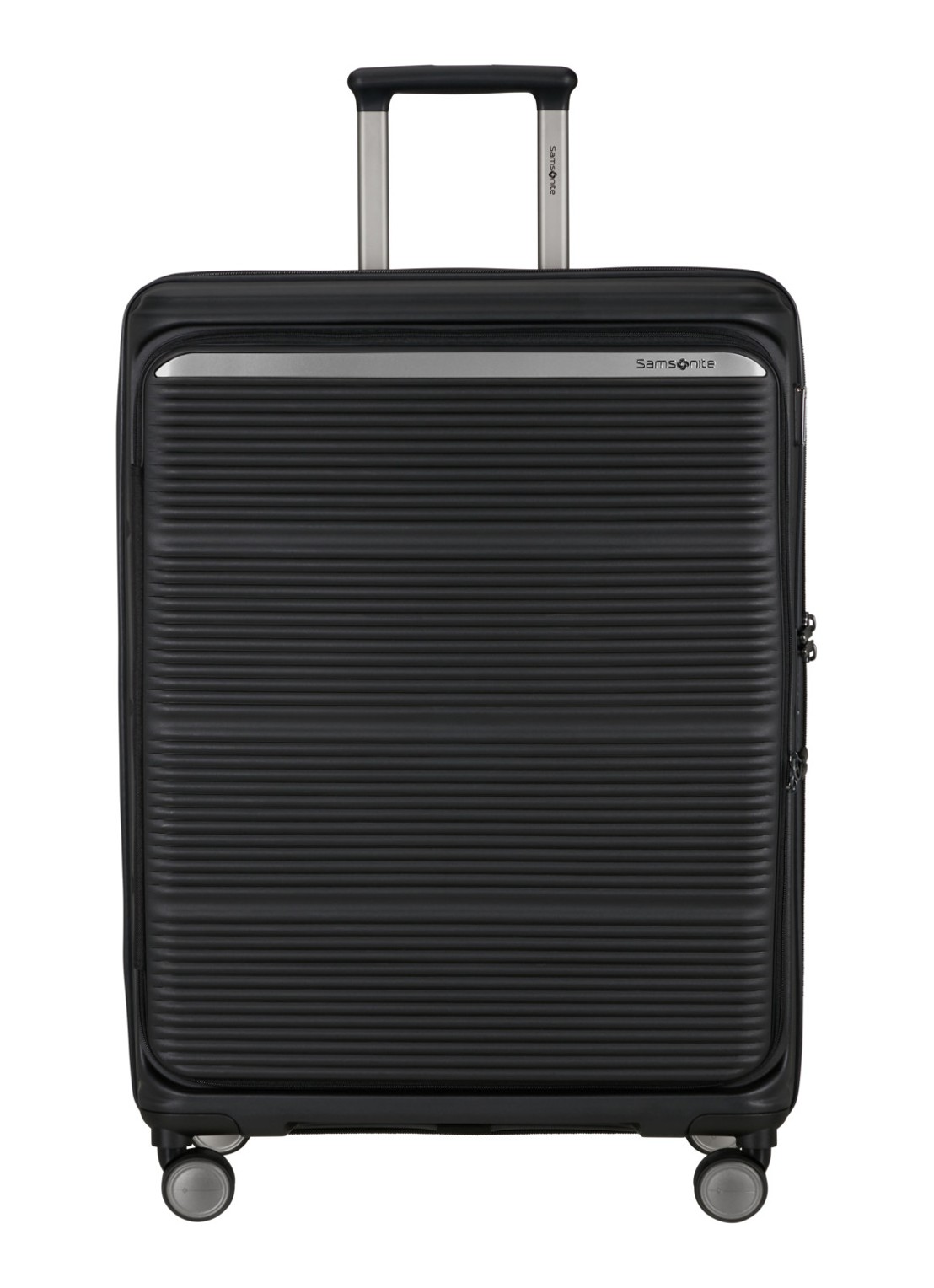 Samsonite Paralux vergrootbare spinner 75 cm - voorkant 2 zwart