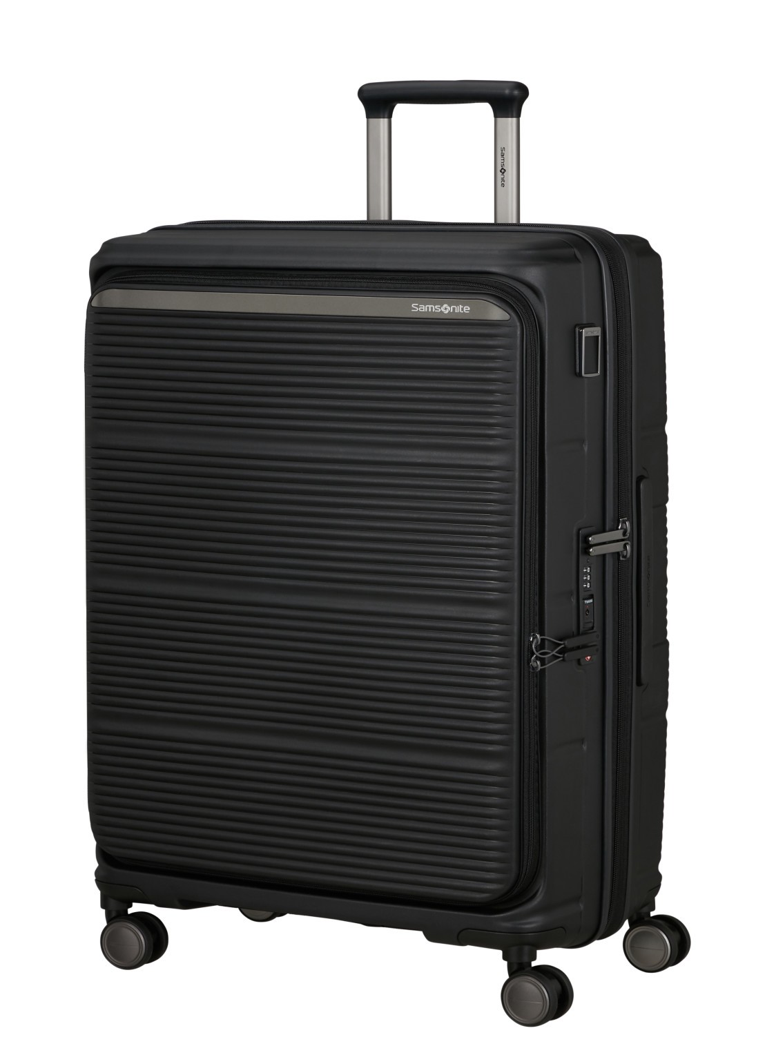 Samsonite Paralux vergrootbare spinner 75 cm - voorkant 3 zwart