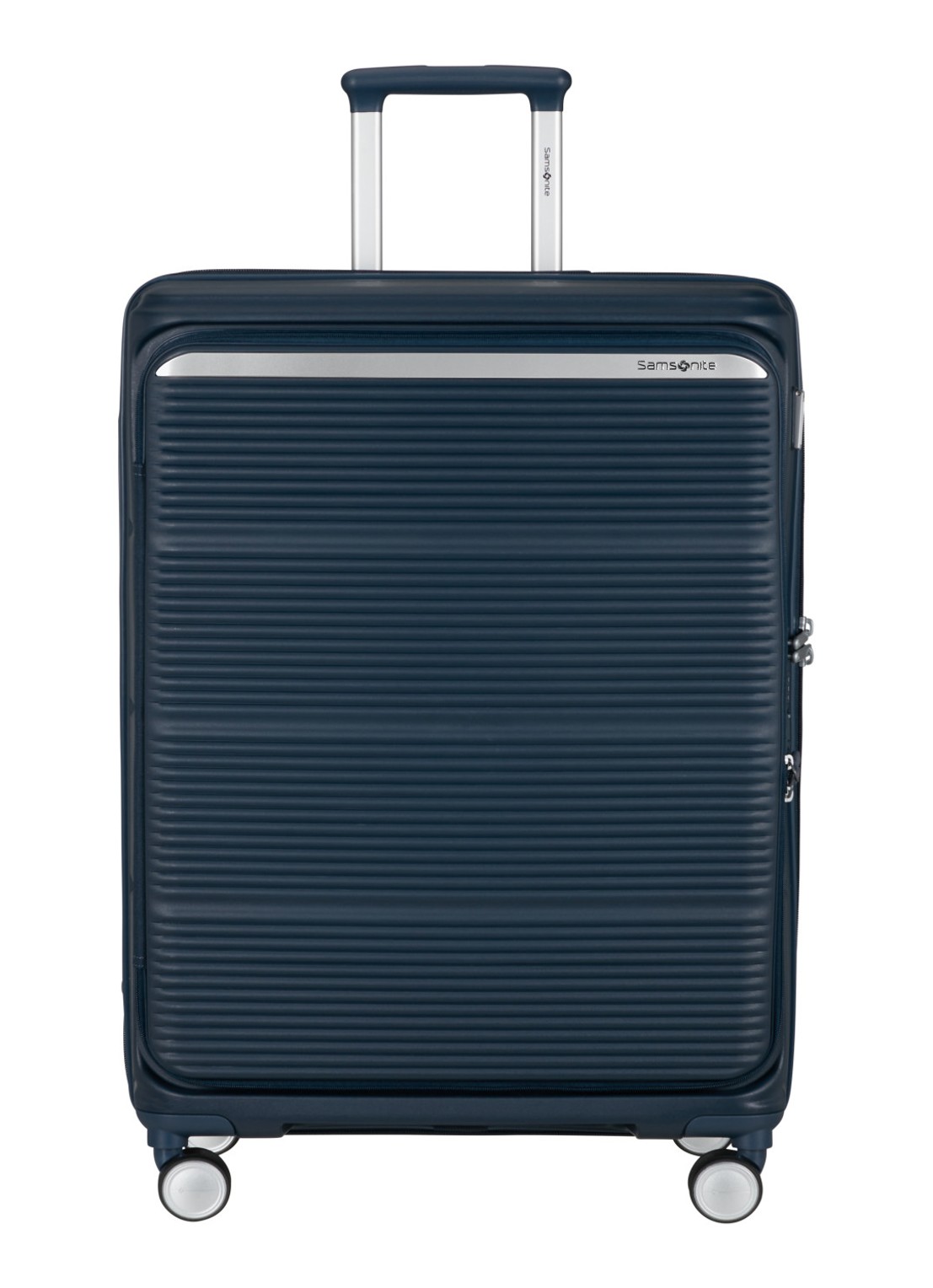 Samsonite Paralux vergrootbare spinner 75 cm - voorkant donkerblauw