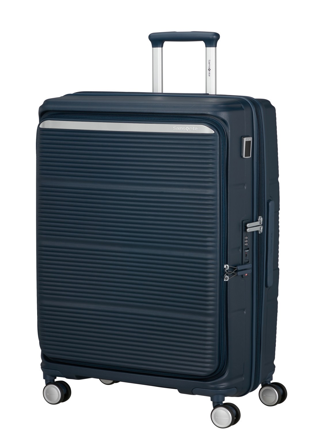 Samsonite Paralux vergrootbare spinner 75 cm - voorkant 2 donkerblauw