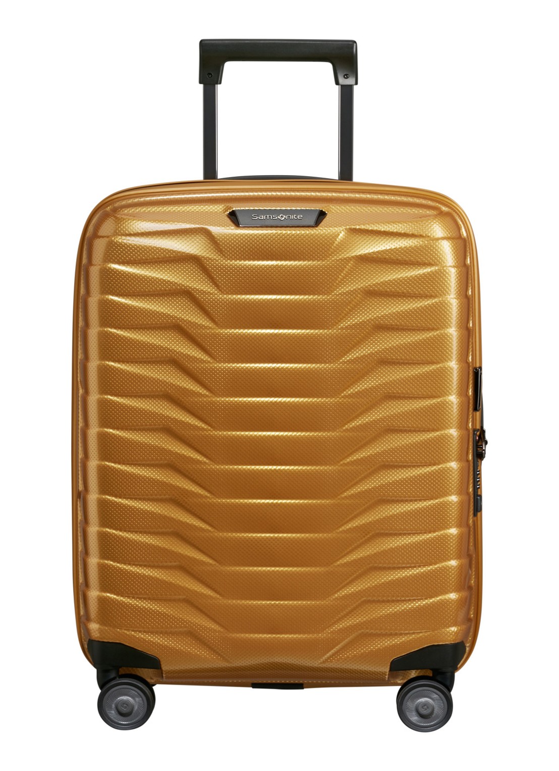 Samsonite Proxis vergrootbare spinner 55 cm - voorkant 2 geelgoud