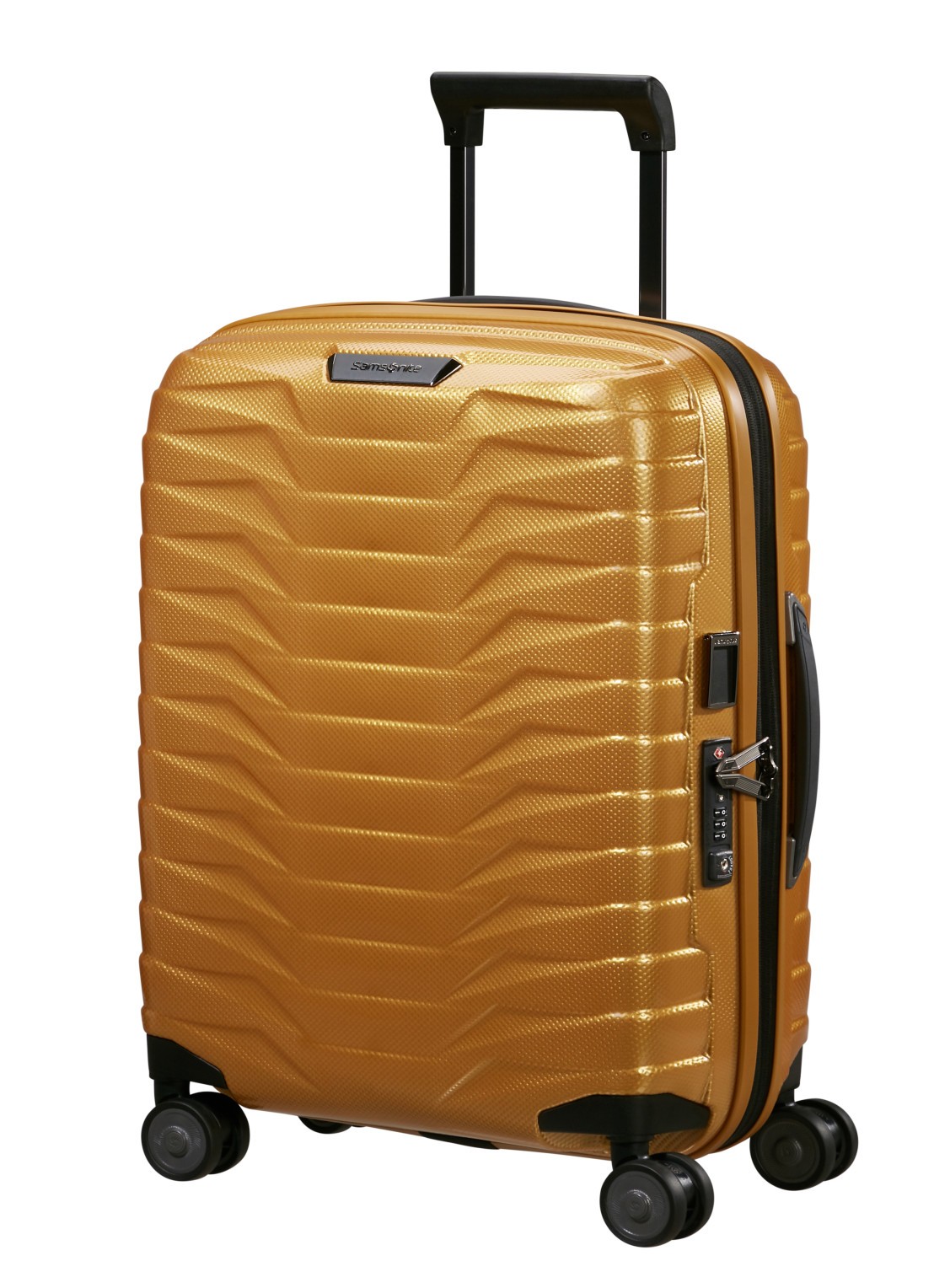 Samsonite Proxis vergrootbare spinner 55 cm - voorkant 3 geelgoud