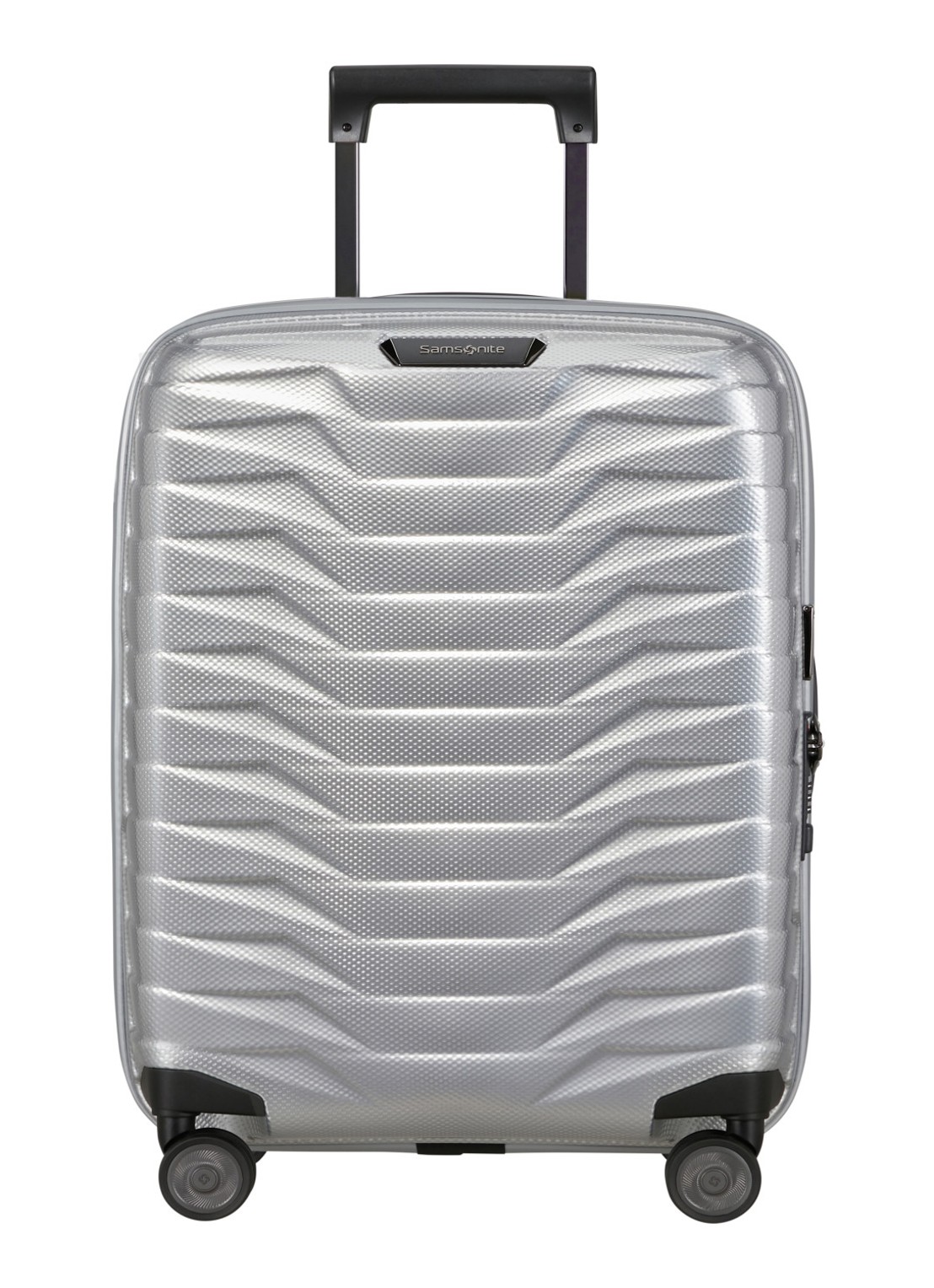 Samsonite Proxis vergrootbare spinner 55 cm - voorkant 2 zilver