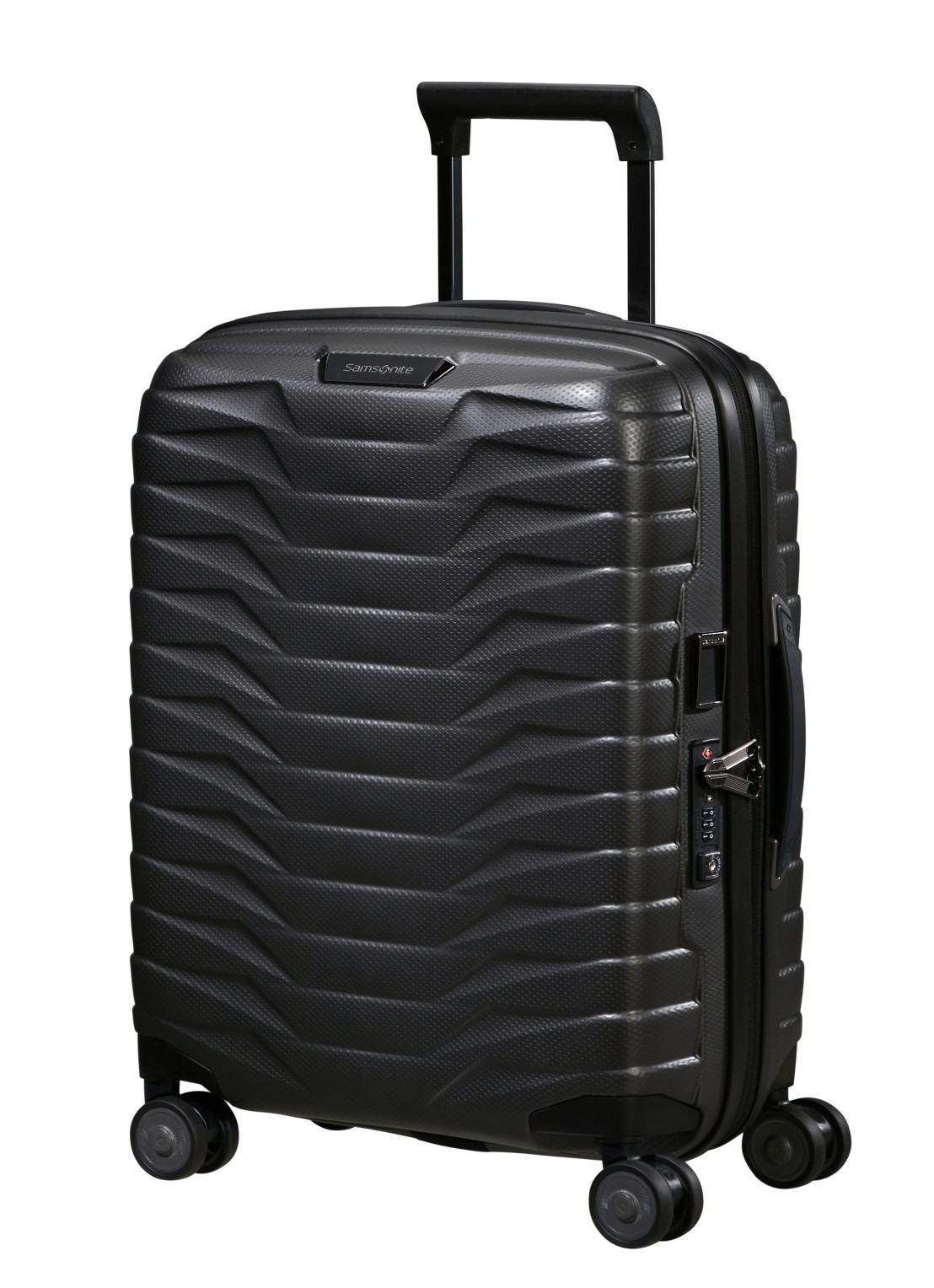 Samsonite Proxis vergrootbare spinner 55 cm - voorkant 2 antraciet