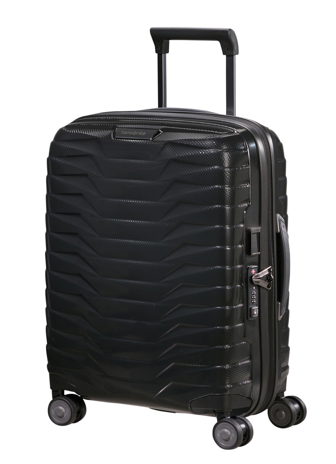 Samsonite Proxis vergrootbare spinner 55 cm - voorkant 2 zwart