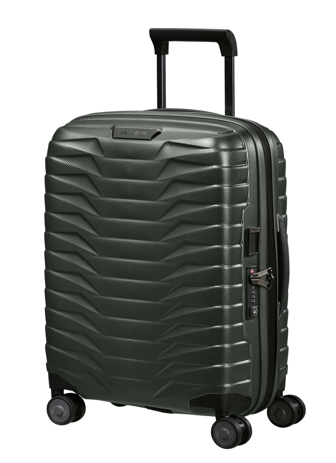 Samsonite Proxis vergrootbare spinner 55 cm - voorkant 4 bronsgroen
