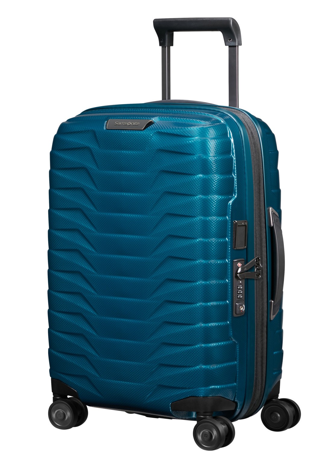 Samsonite Proxis vergrootbare spinner 55 cm - voorkant 2 petrol