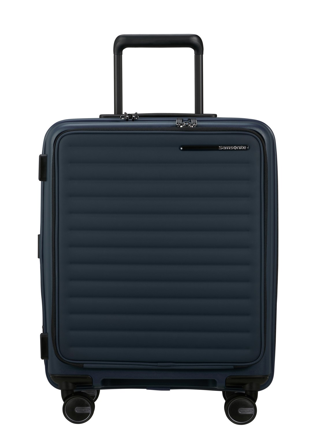 Samsonite Restackd Easy Access vergrootbare spinner 55 cm - voorkant donkerblauw