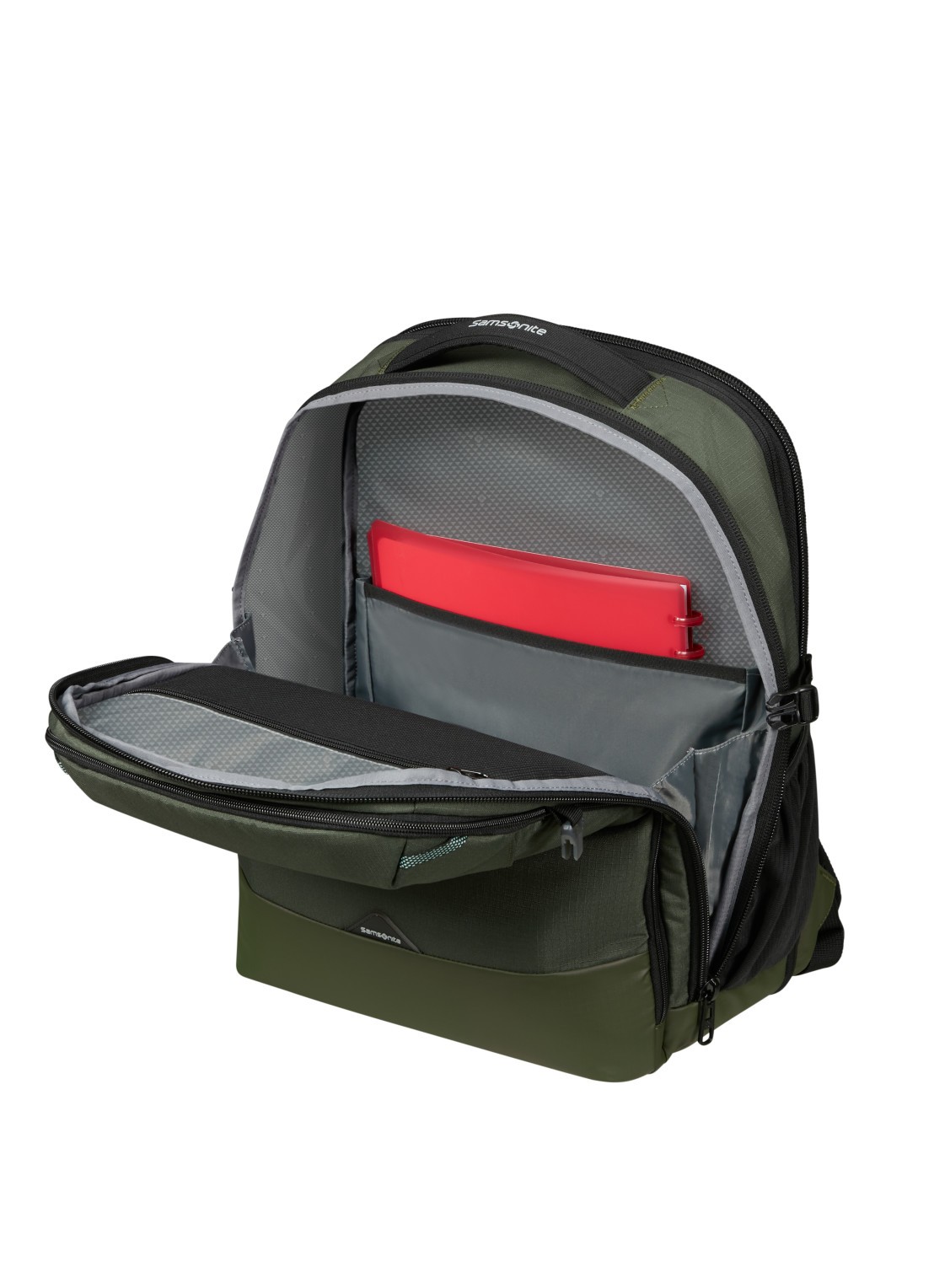 Samsonite Roadseeker vergrootbare laptoprugzak met 17,3 inch laptopvak - voorkant 3 dark olive / olijfgroen