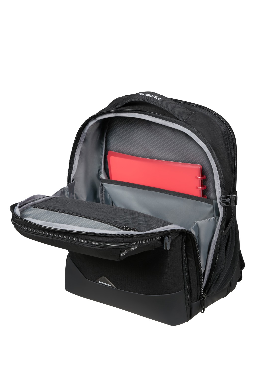 Samsonite Roadseeker vergrootbare laptoprugzak met 17,3 inch laptopvak - achterkant deep black / zwart