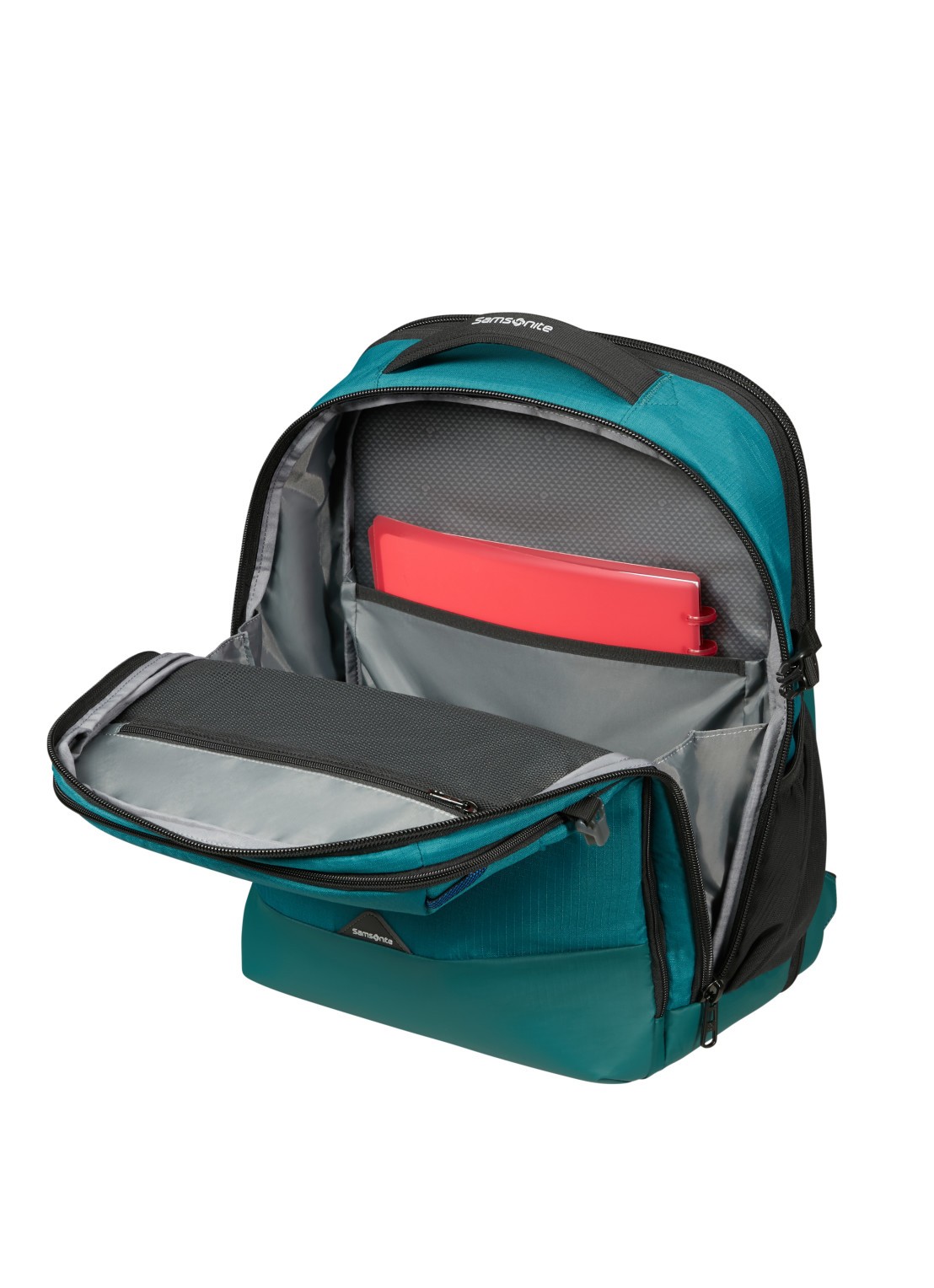 Samsonite Roadseeker vergrootbare laptoprugzak met 17,3 inch laptopvak - achterkant 5 deep teal / zeegroen