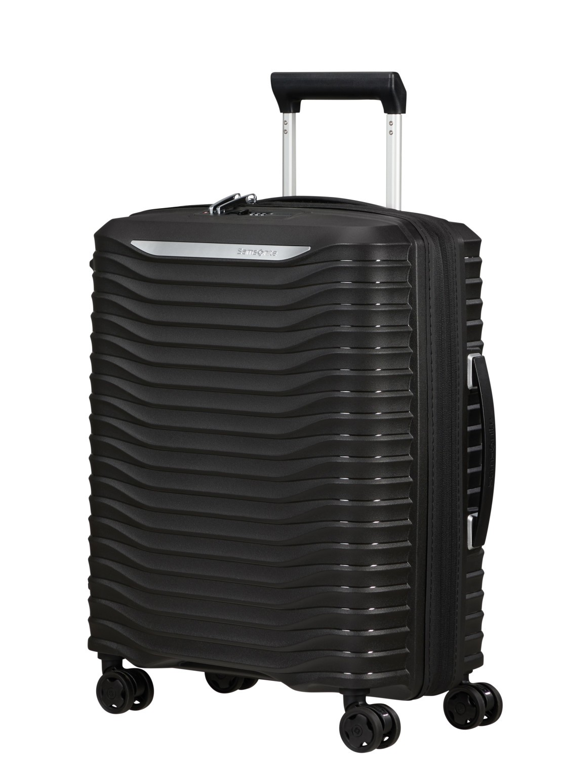 Samsonite Upscape vergrootbare spinner 55 cm - voorkant 2 zwart