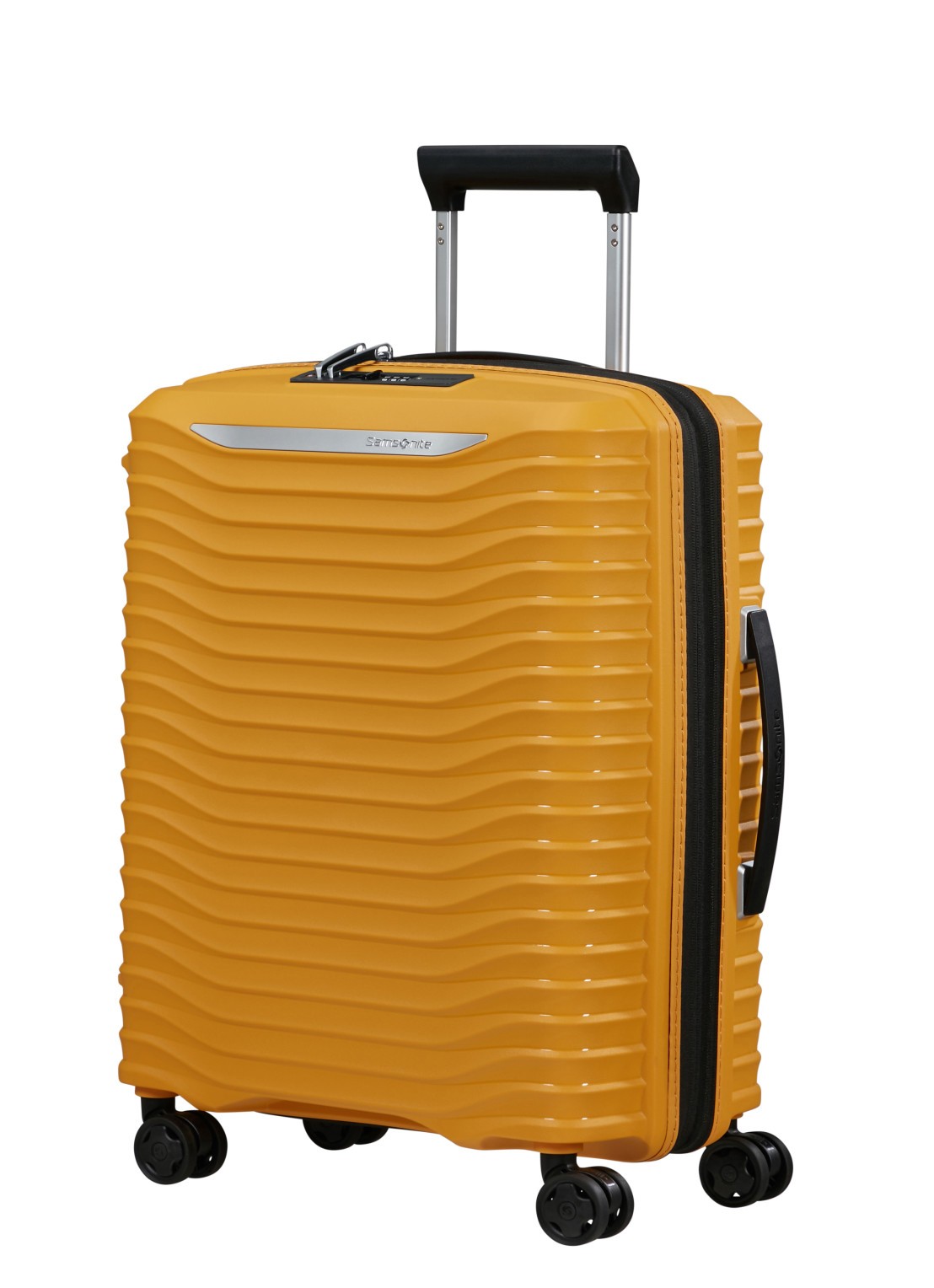 Samsonite Upscape vergrootbare spinner 55 cm - voorkant 2 mosterd