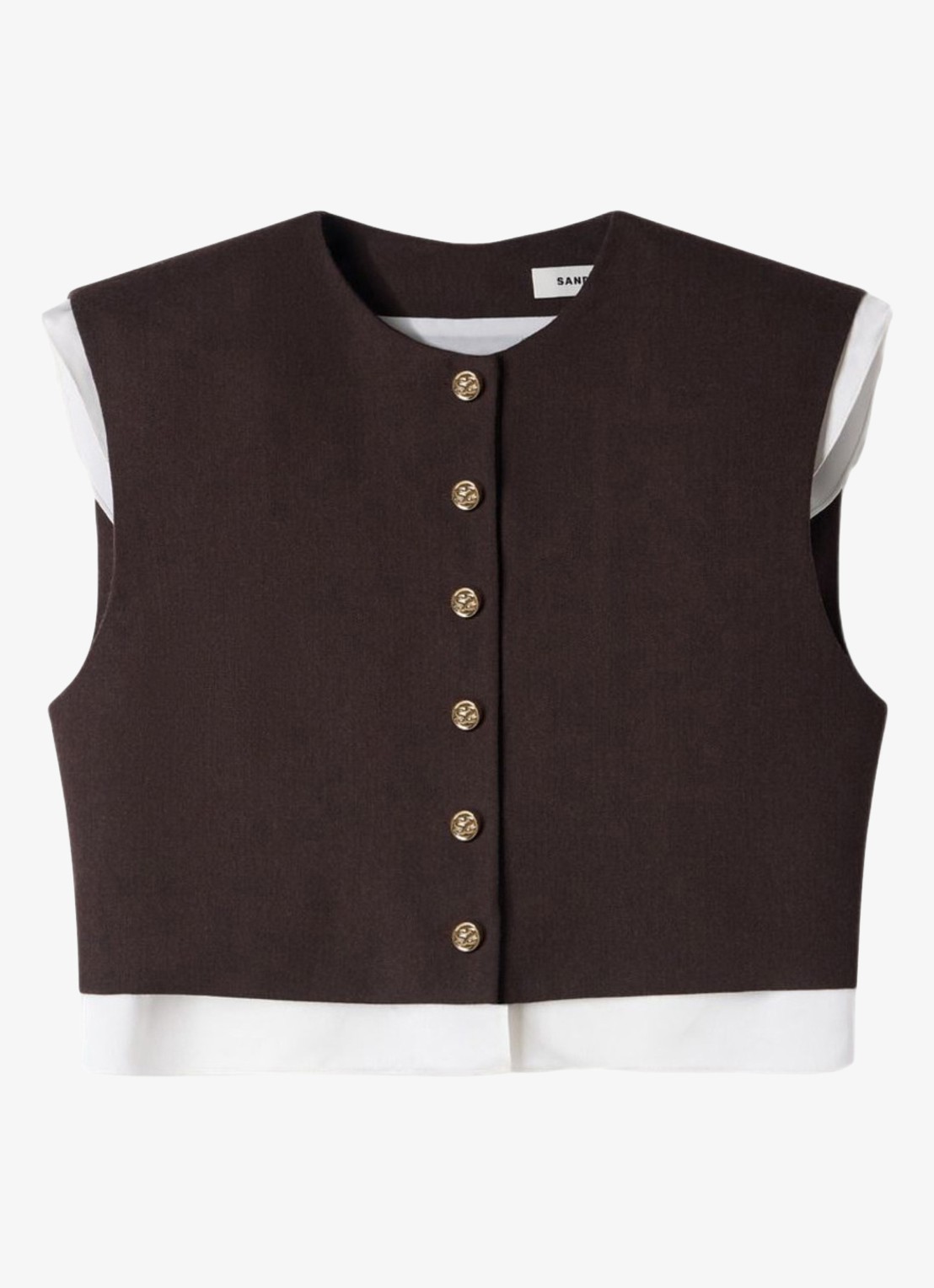 Sandro 2-in-1 crop top in wolblend - voorkant 5 lichtbruin