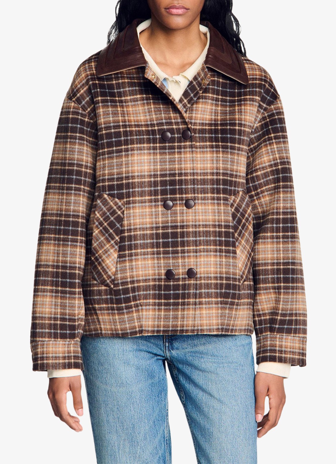 Sandro Barn jack met ruitdessin - detail 3 bruin