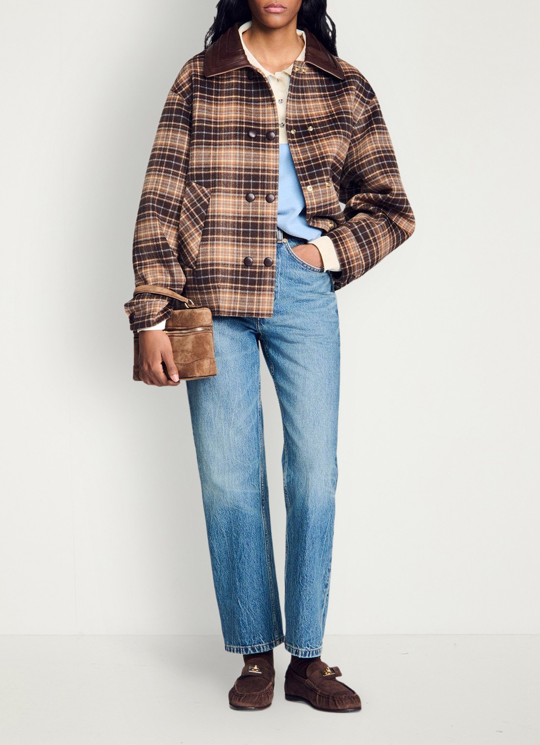 Sandro Barn jack met ruitdessin - detail 4 bruin