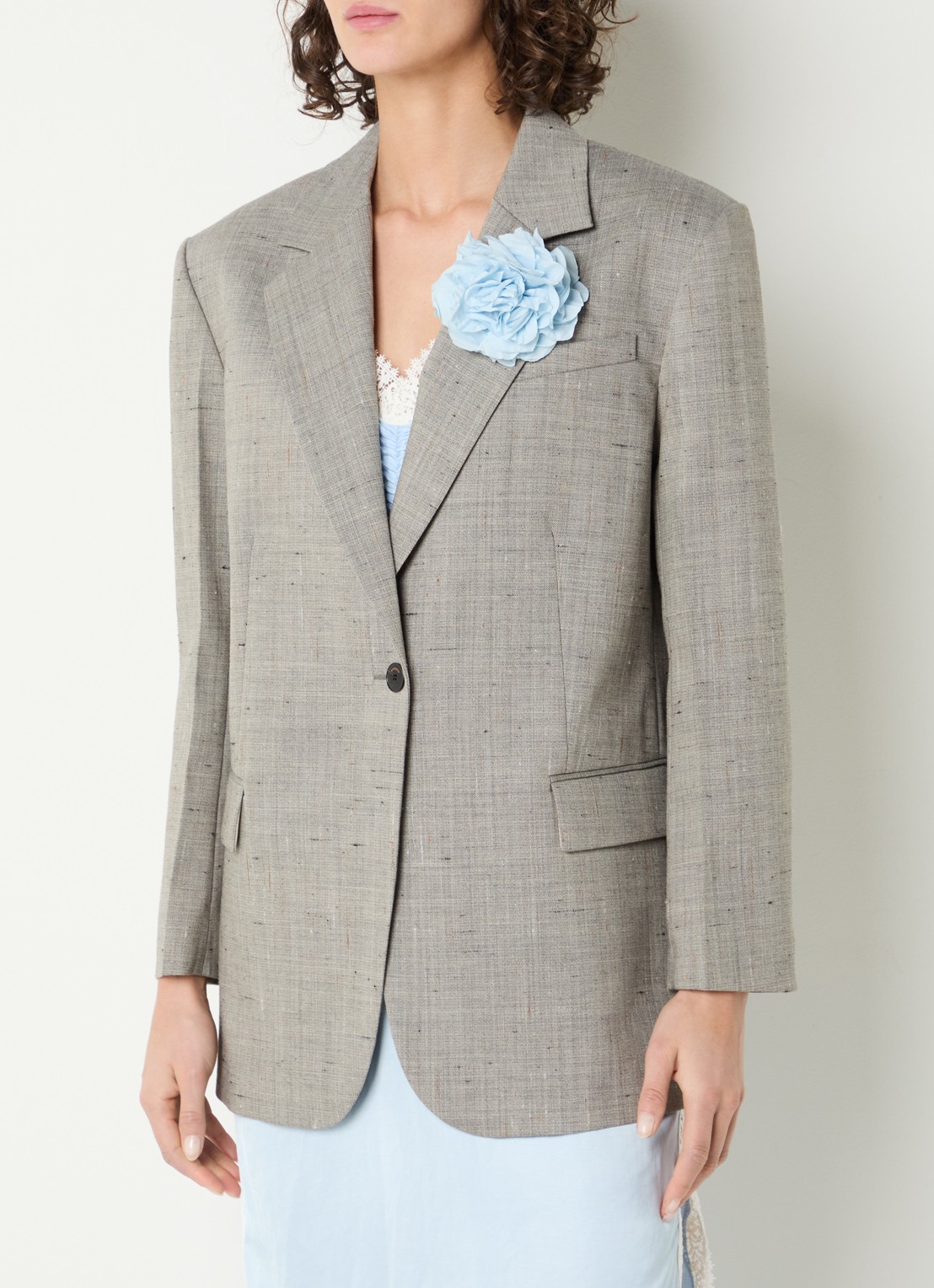 Sandro Blazer in wolblend met gemêleerd dessin - detail 4 zand