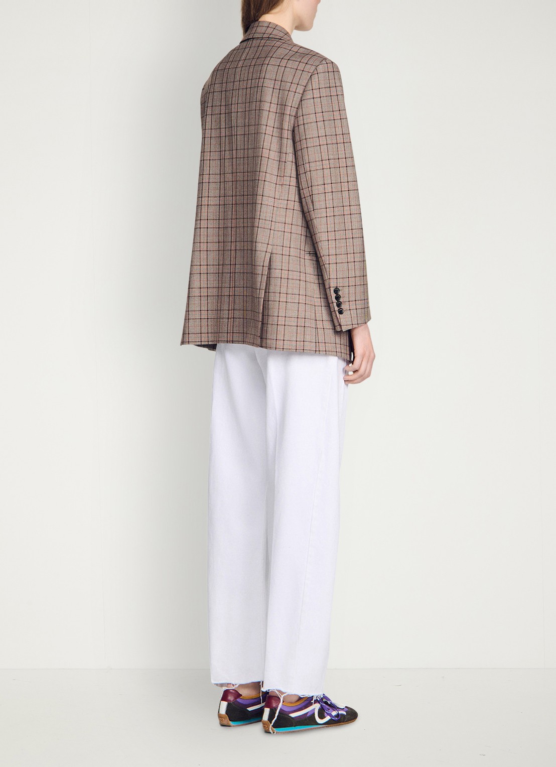 Sandro Blazer in wolblend met ruitdessin  - achterkant bruin