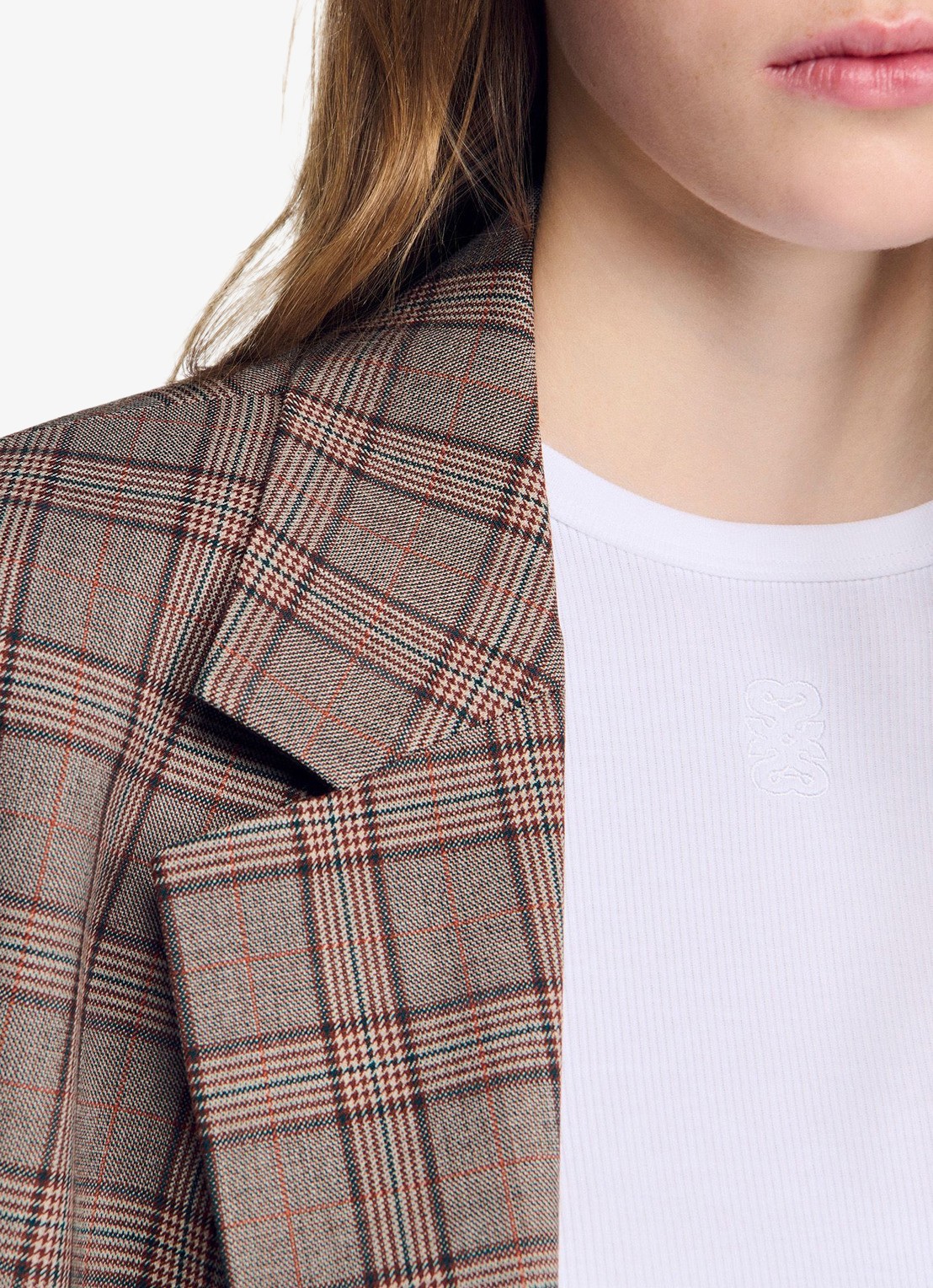 Sandro Blazer in wolblend met ruitdessin  - detail 5 bruin