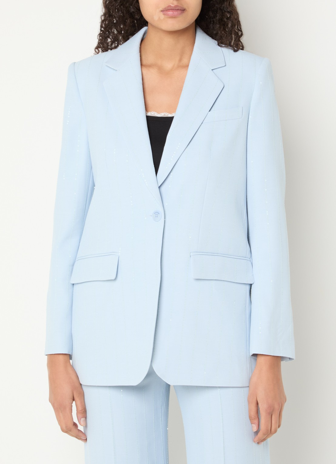 Sandro Blazer met klepzakken en pailletten - detail 2 lichtblauw