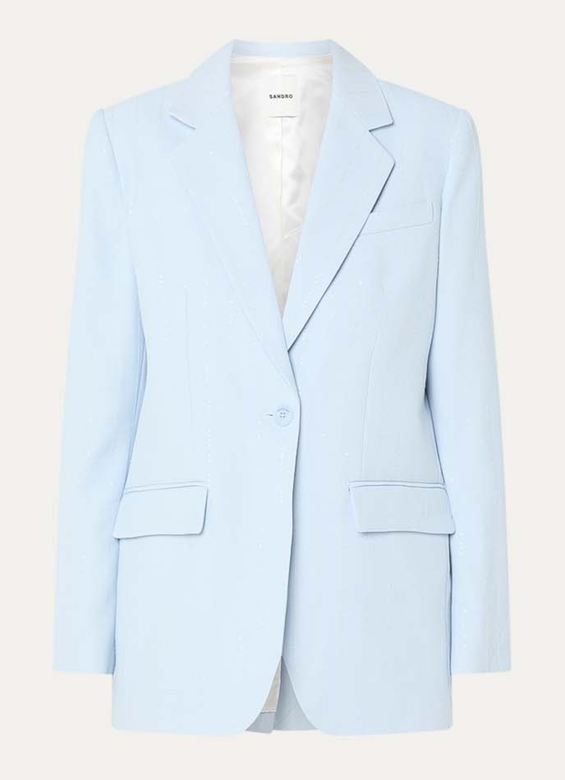 Sandro Blazer met klepzakken en pailletten - voorkant 3 lichtblauw