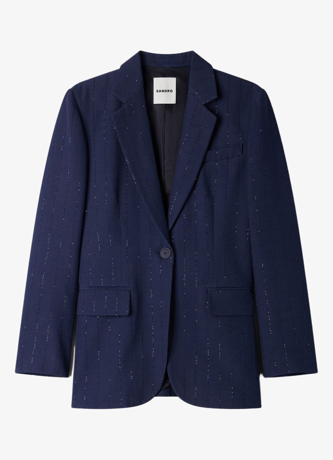 Sandro Blazer met klepzakken en pailletten - voorkant 4 dark navy / blauw