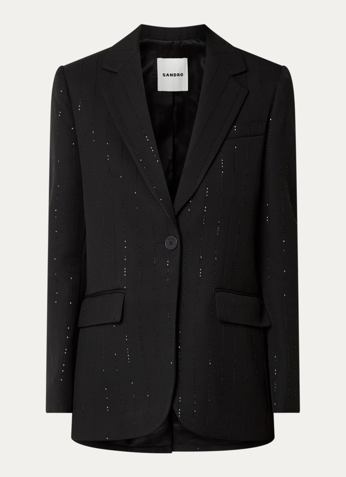 Sandro Blazer met pailletten en klepzakken - voorkant 2 zwart