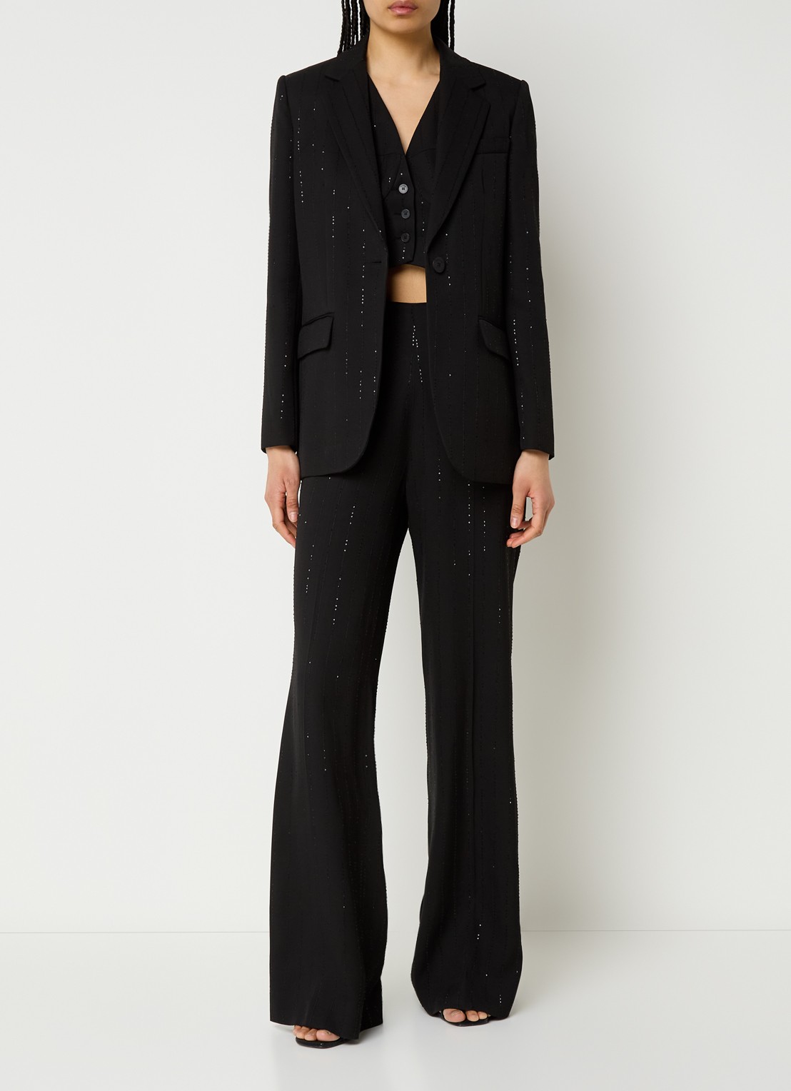 Sandro Blazer met pailletten en klepzakken - voorkant 3 zwart