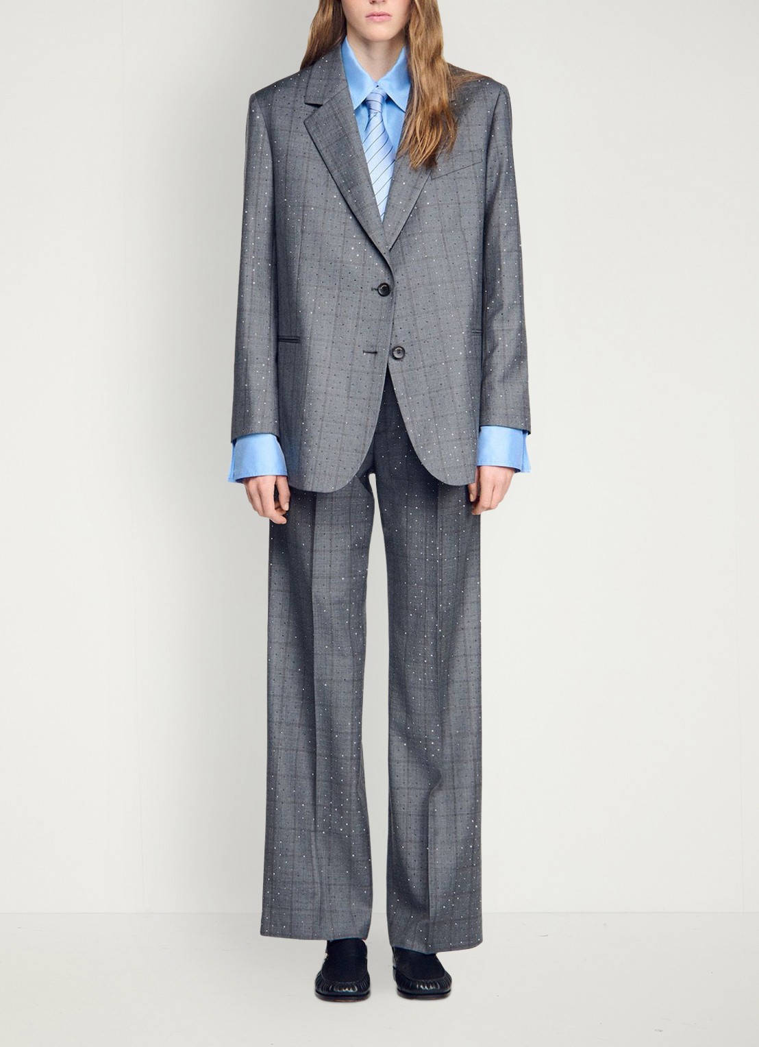 Sandro Blazer met ruit dessin - detail 6 dark grey / grijs
