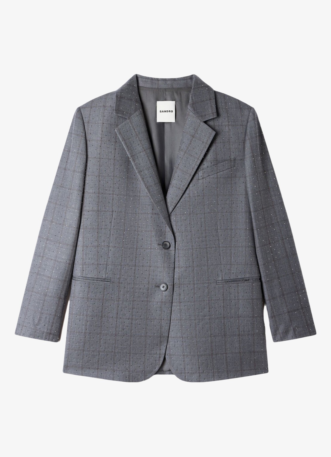 Sandro Blazer met ruit dessin - voorkant dark grey / grijs