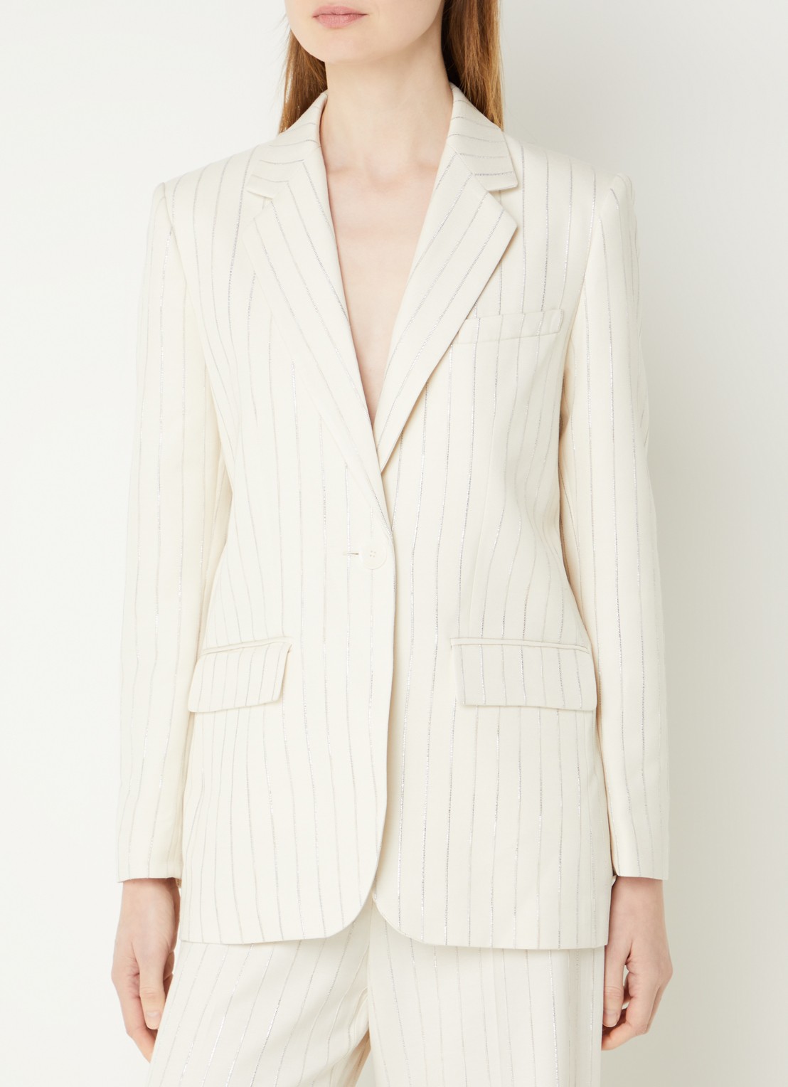 Sandro Blazer met streepprint en lurex - detail 4 beige