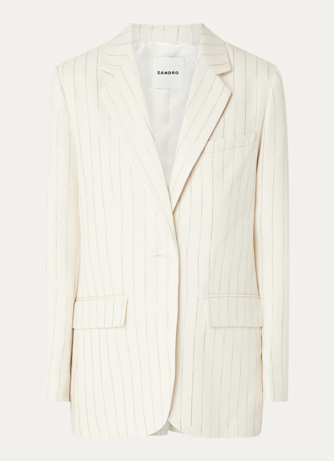 Sandro Blazer met streepprint en lurex - voorkant beige
