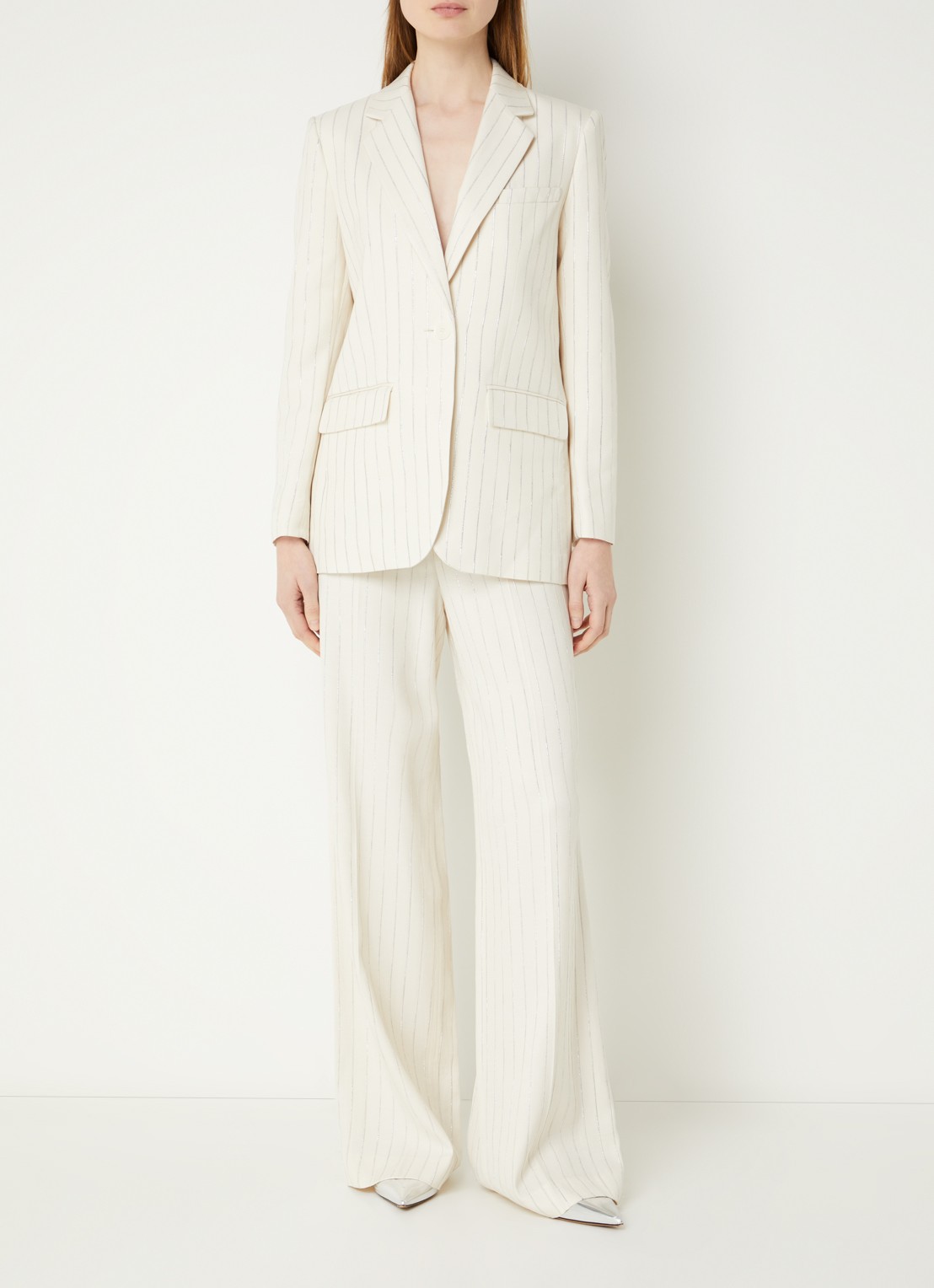 Sandro Blazer met streepprint en lurex - voorkant 2 beige