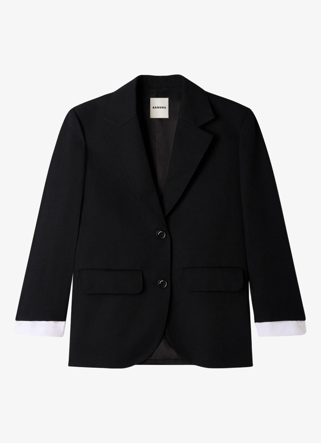 Sandro Blazer van wol met klepzakken - voorkant black / zwart