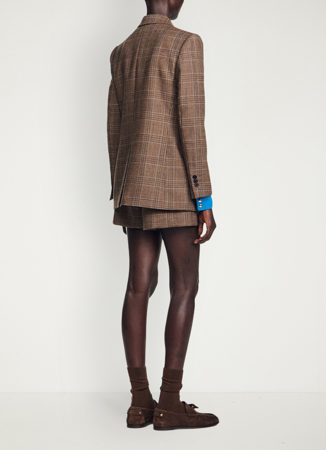 Sandro Blazer van wol met ruitdessin - achterkant 3 beige