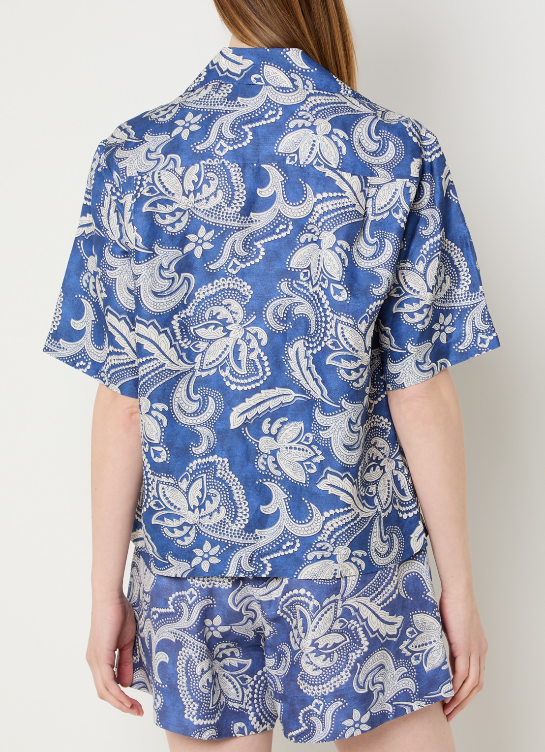Sandro Blouse in linnenblend met paisley dessin - achterkant 4 indigo