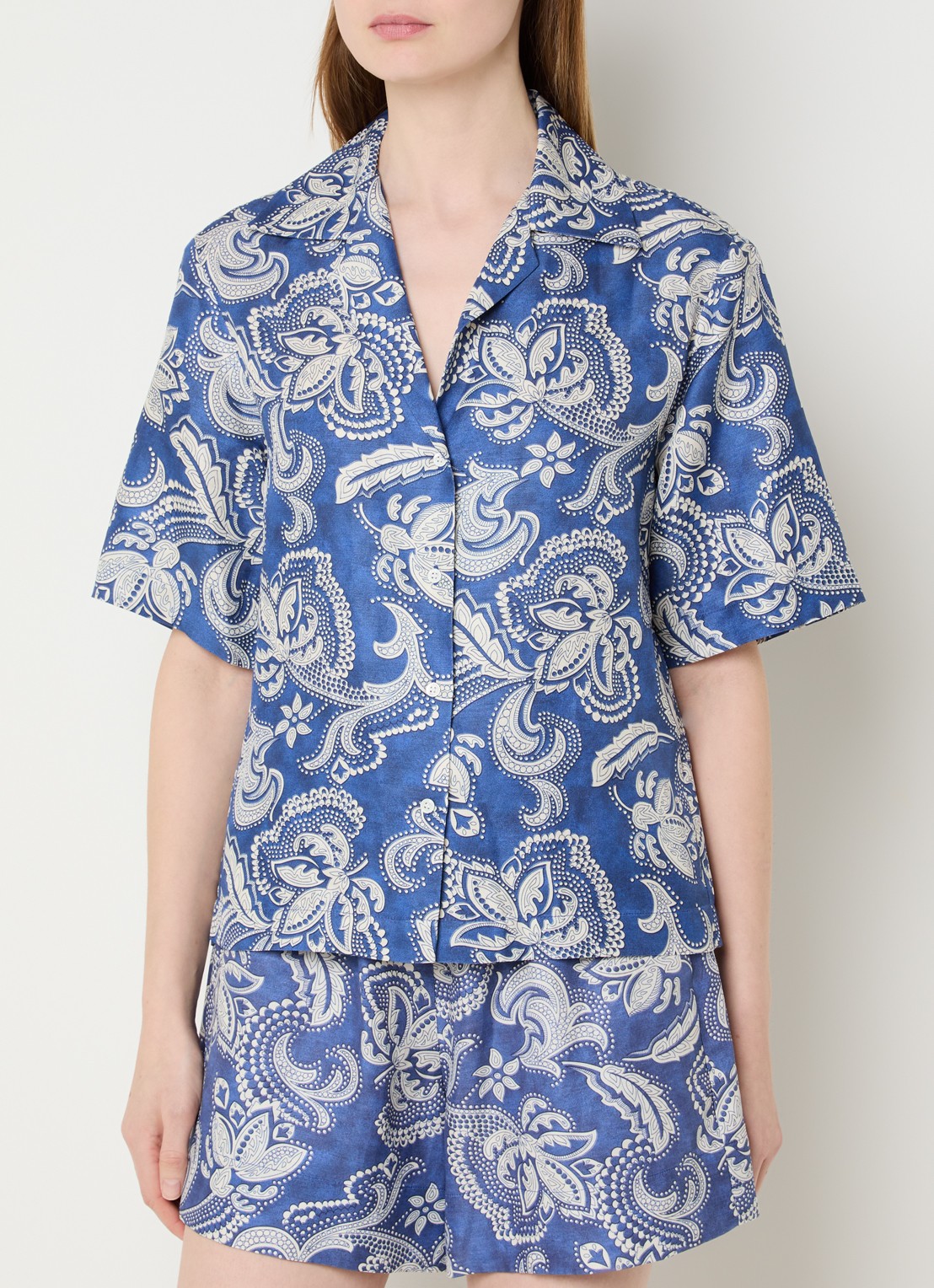 Sandro Blouse in linnenblend met paisley dessin - detail 3 indigo