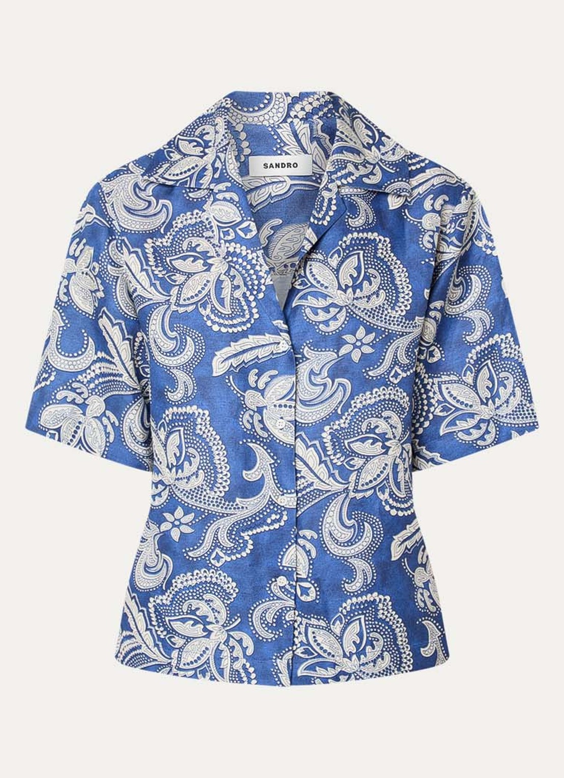 Sandro Blouse in linnenblend met paisley dessin - voorkant indigo