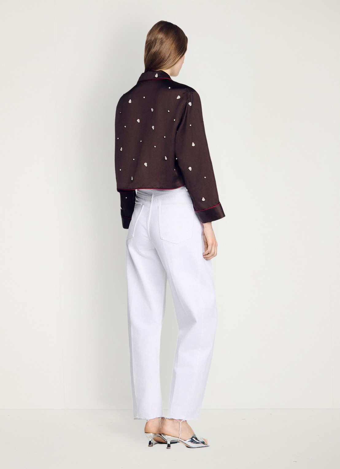 Sandro Blouse in linnenblend met strass - achterkant bruin