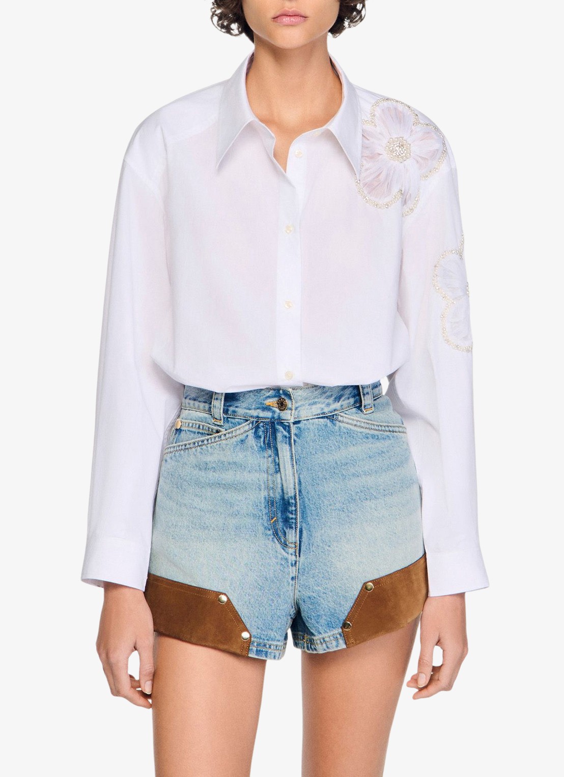 Sandro Blouse met bloemborduring - detail 2 wit
