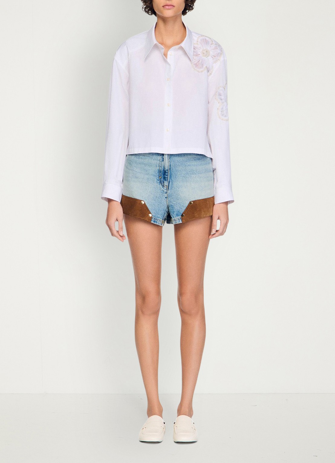 Sandro Blouse met bloemborduring - detail 5 wit