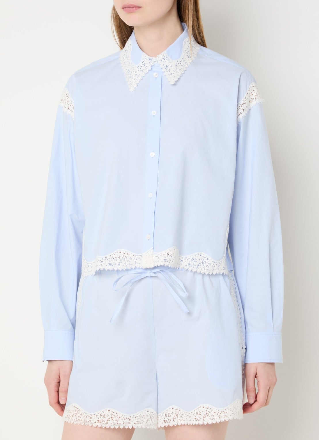 Sandro Blouse met details van kant - detail 4 lichtblauw
