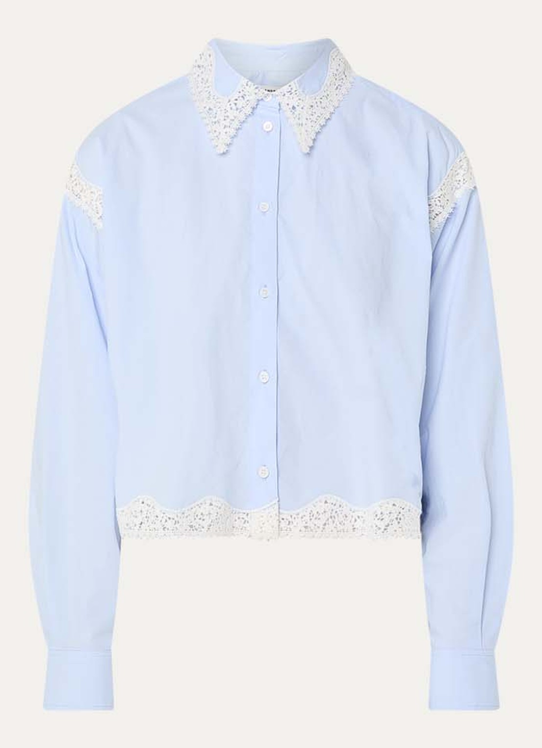 Sandro Blouse met details van kant - voorkant lichtblauw