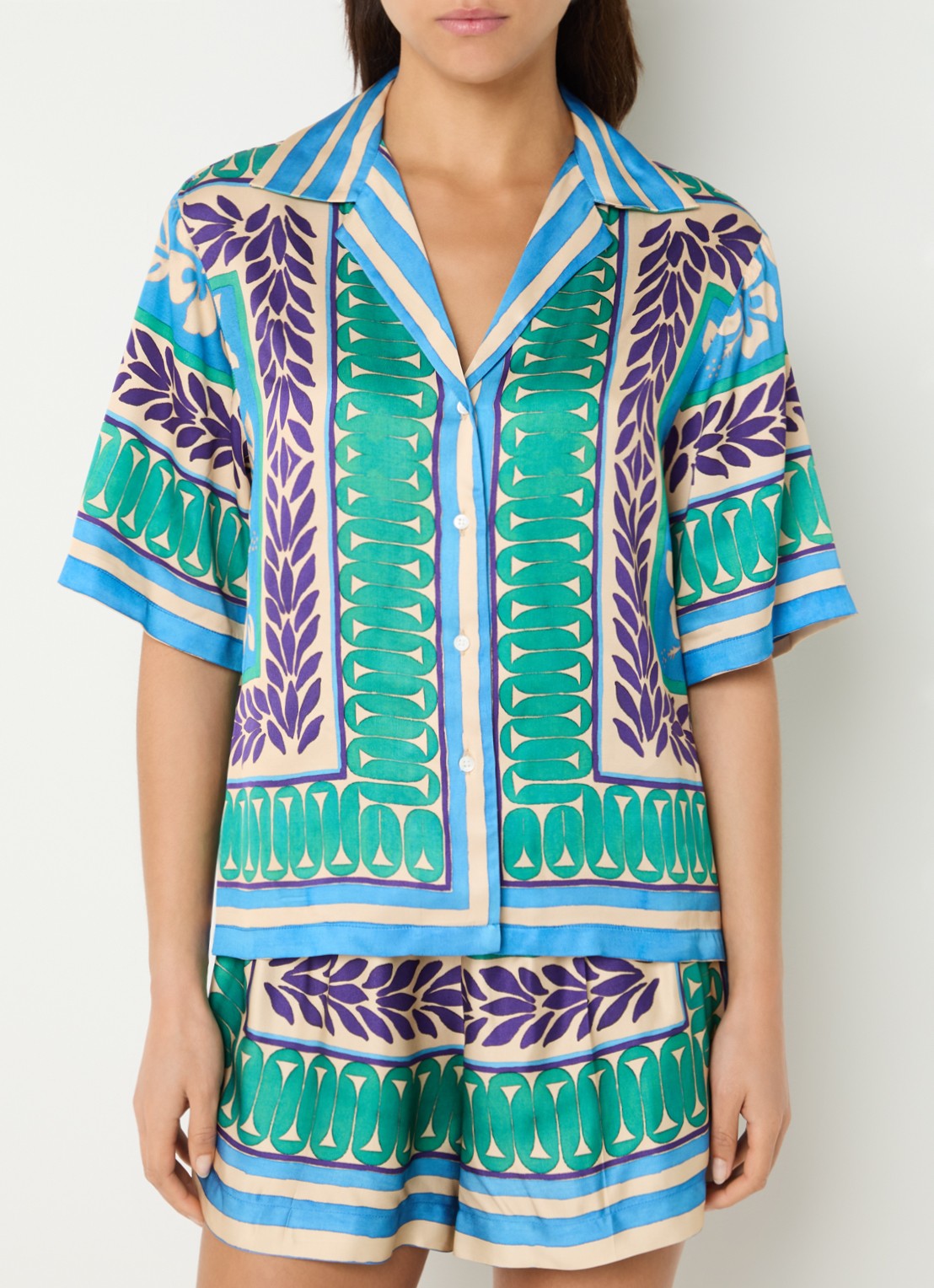 Sandro Blouse met grafische print  - detail 3 zeegroen