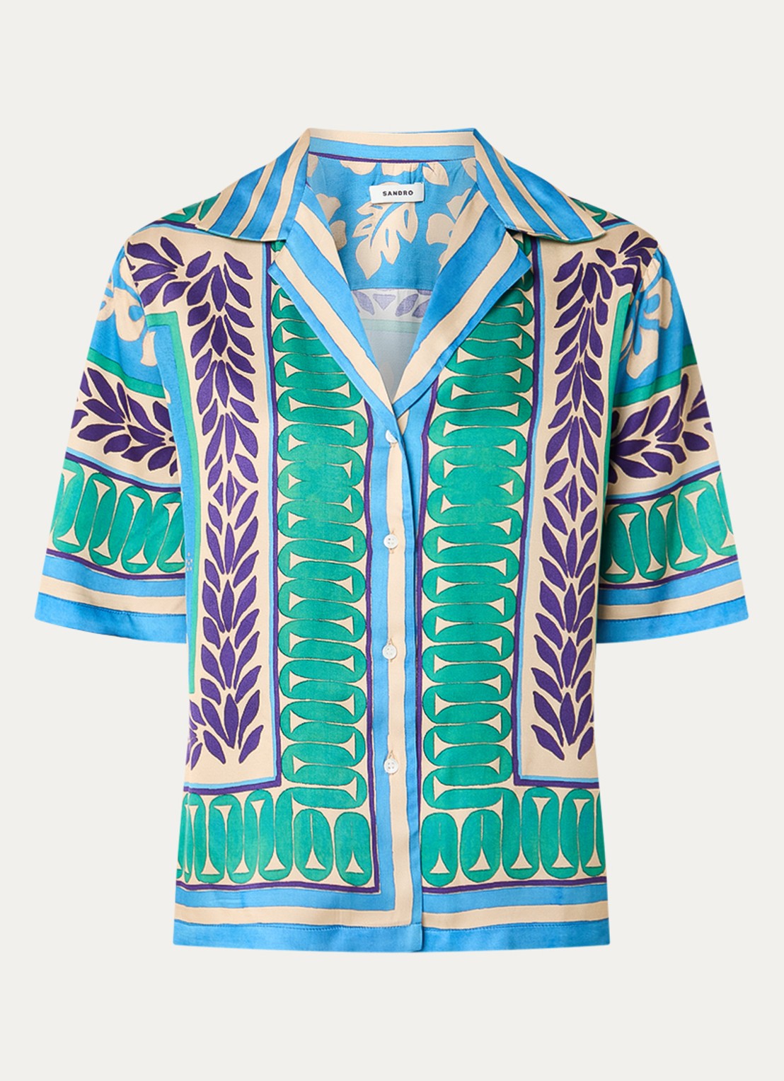 Sandro Blouse met grafische print  - voorkant zeegroen